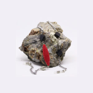 Lunari argento con rombi nero rosso
