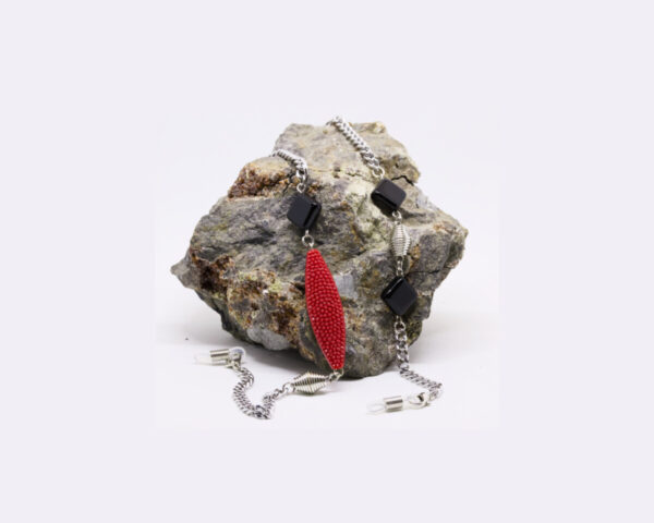 Lunari Argento Con Rombi Nero Rosso