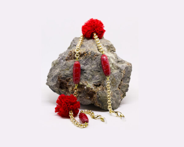 Lunari Oro Con Pompom Rosso